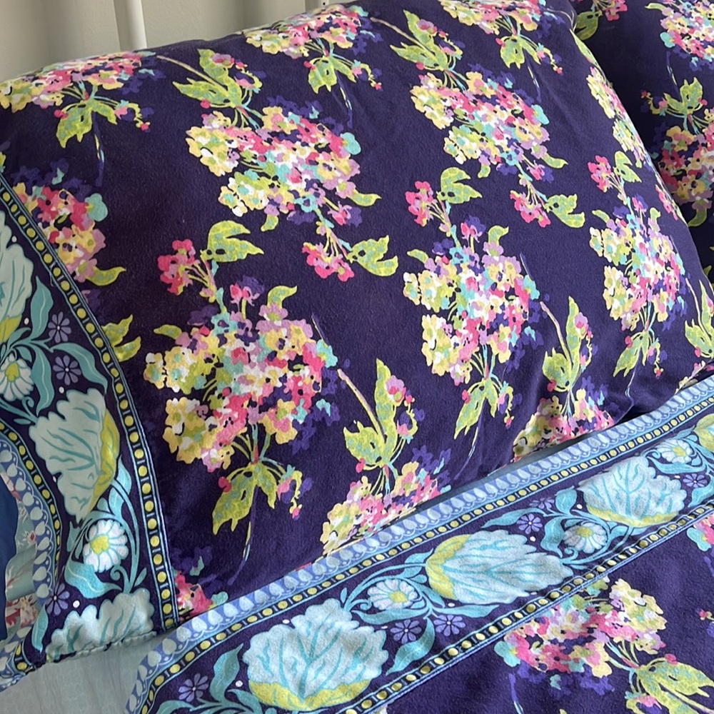 Amy Butler Queen Size Sheet Set 100% Organic Cotton - Purple with Floral Design